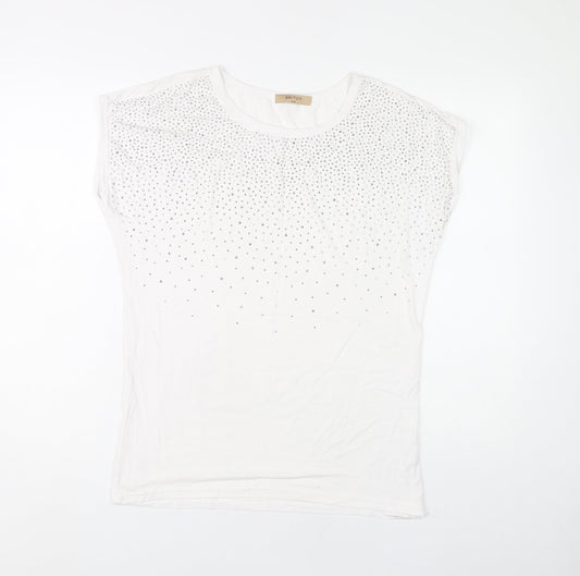 SMITON Women's White Studded T-Shirt S