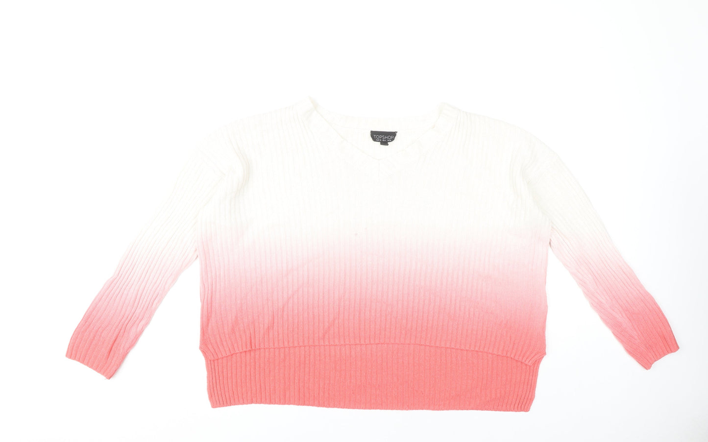 Topshop Women's Multicoloured V-Neck Pullover Jumper Size 10