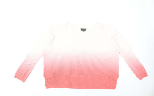 Topshop Women's Multicoloured V-Neck Pullover Jumper Size 10