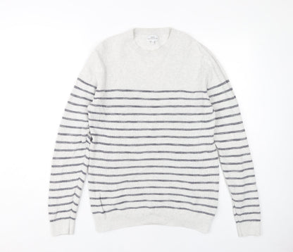 Additional front view of Next Men's Grey Striped Pullover M