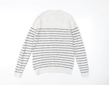 Back view of Next Men's Grey Striped Pullover M