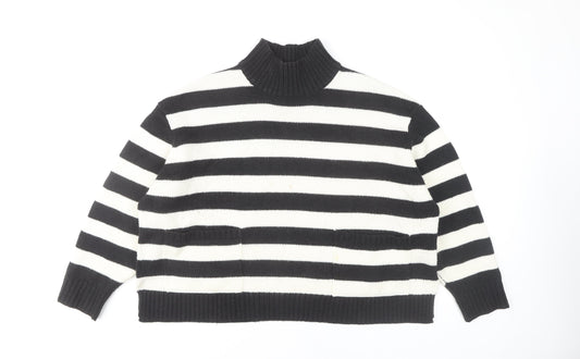 Marks and Spencer Women's XL Black & White Stripe Pullover Jumper