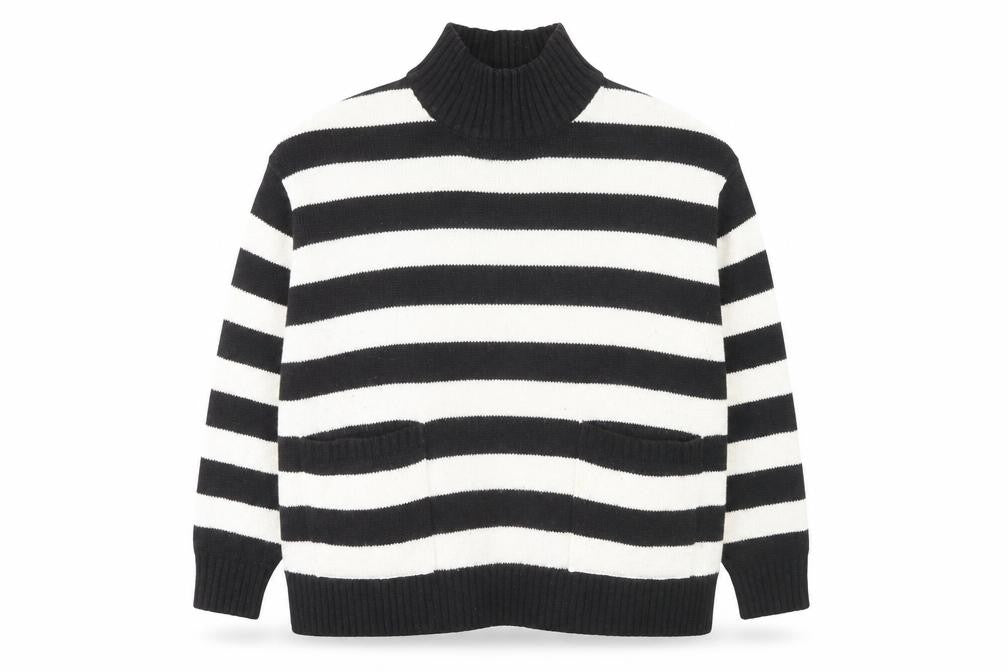 Marks & Spencer Women's XL Black & White Stripe Pullover Jumper