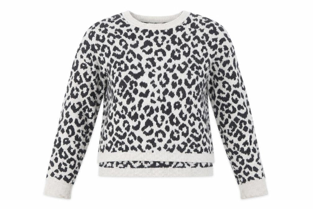 YES LOLA Women's Ivory Animal Print Pullover Jumper M