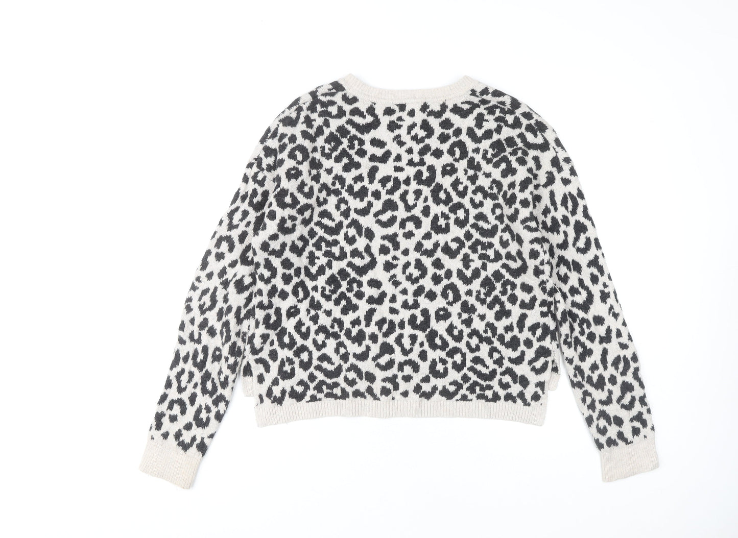 YES LOLA Women's Ivory Animal Print Pullover Jumper M