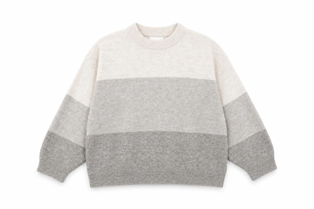 H&M Women's Grey Striped Pullover Jumper, Size M