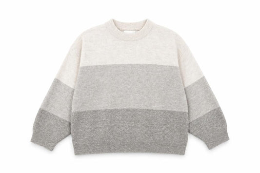 H&M Women's Grey Striped Pullover Jumper, Size M
