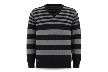 Dissident Men's Black Striped Cotton Pullover Jumper L