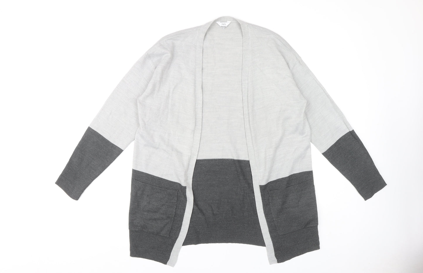 M&Co Women’s Grey Open Front Cardigan - Medium, Knit