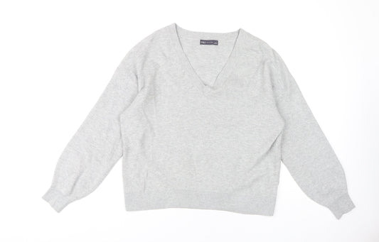 Marks and Spencer Women’s Grey V-Neck Jumper Large