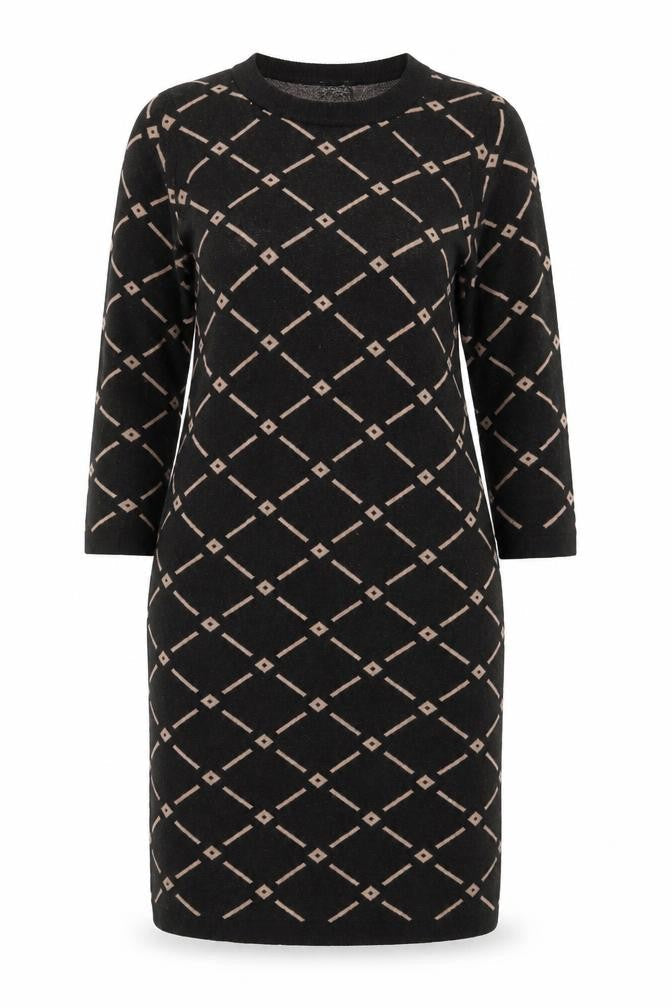 Zilch Women's Black Geometric Shift Dress L