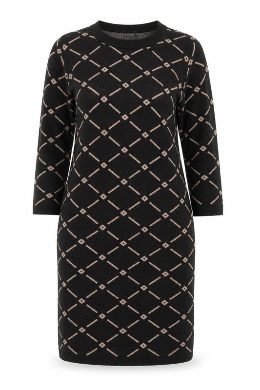 Zilch Women's Black Geometric Shift Dress L