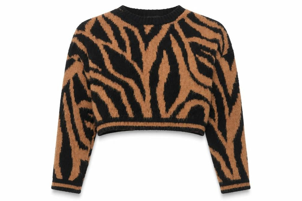 PrettyLittleThing Women's Brown Animal Print Pullover M