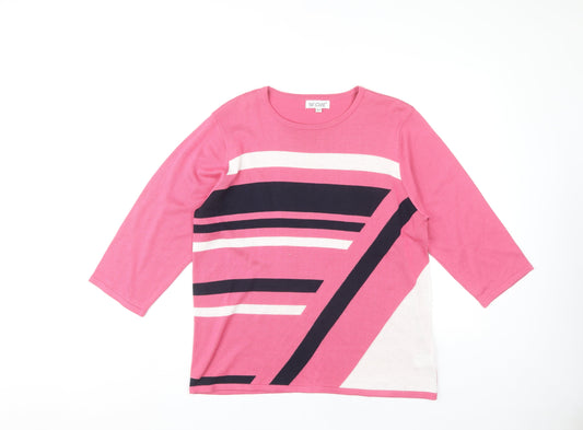 Fay Louise Women's Pink Striped Pullover Jumper L