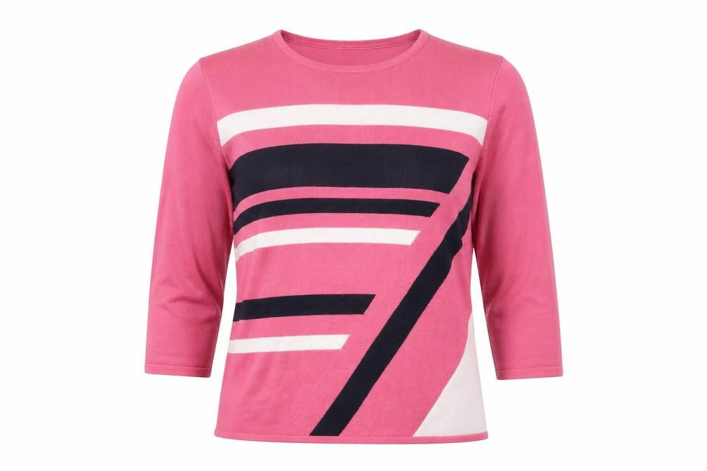 Fay Louise Women's Pink Striped Pullover Jumper L