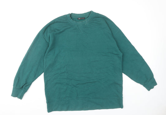 Zara Women's Green Pullover Sweatshirt Size 8