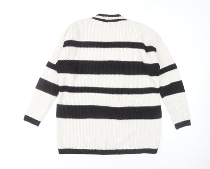 Next Women's Black Striped Pullover Jumper Size S