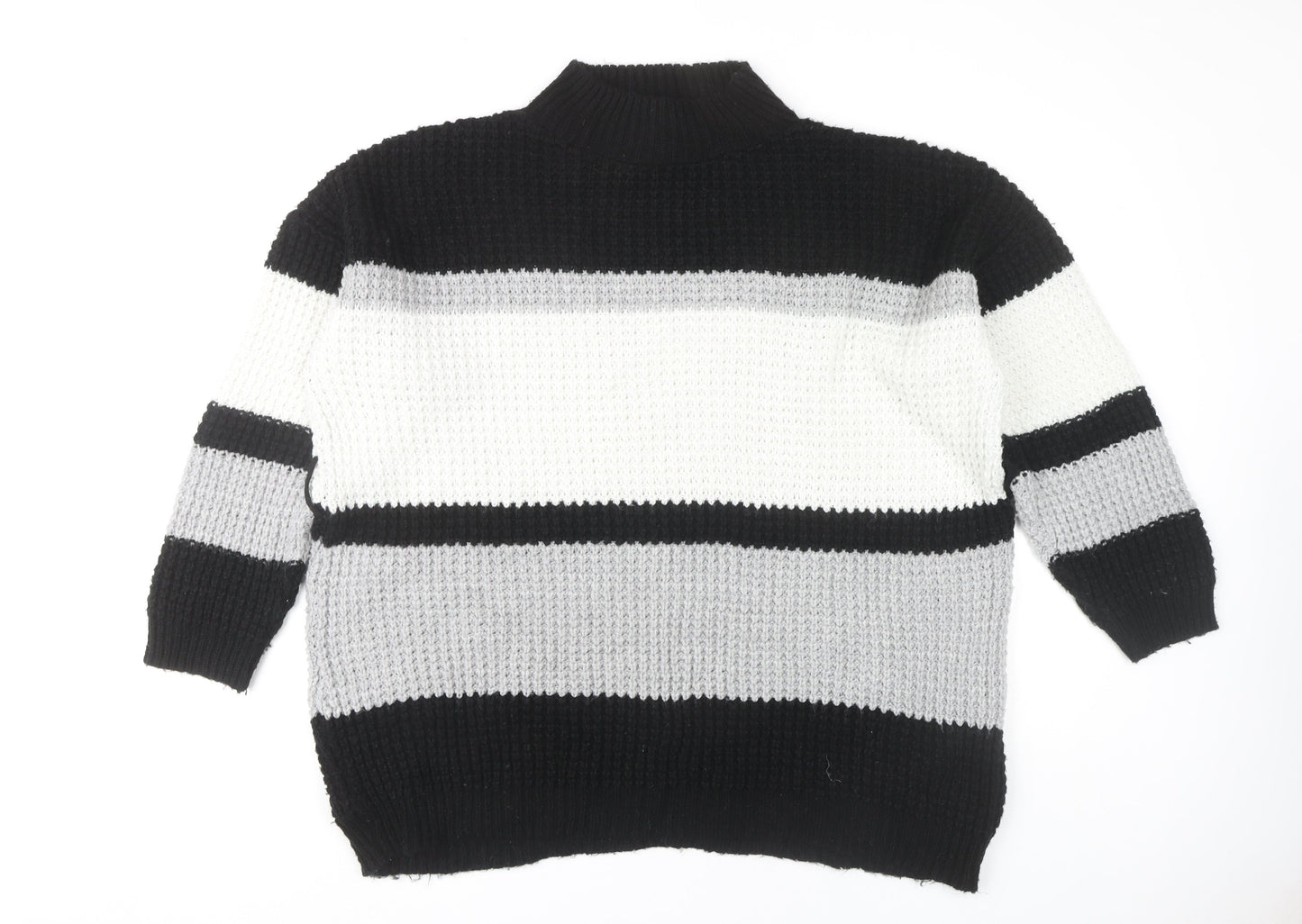 PrettyLittleThing Women's Black Striped Jumper M
