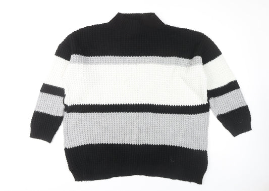 PrettyLittleThing Women's Black Striped Jumper M