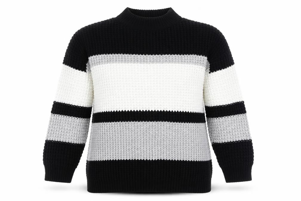 PrettyLittleThing Women's Black Striped Jumper M