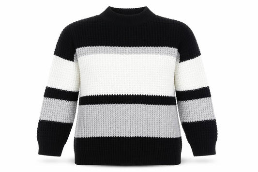 PRETTYLITTLETHING Women's Black Striped Jumper M