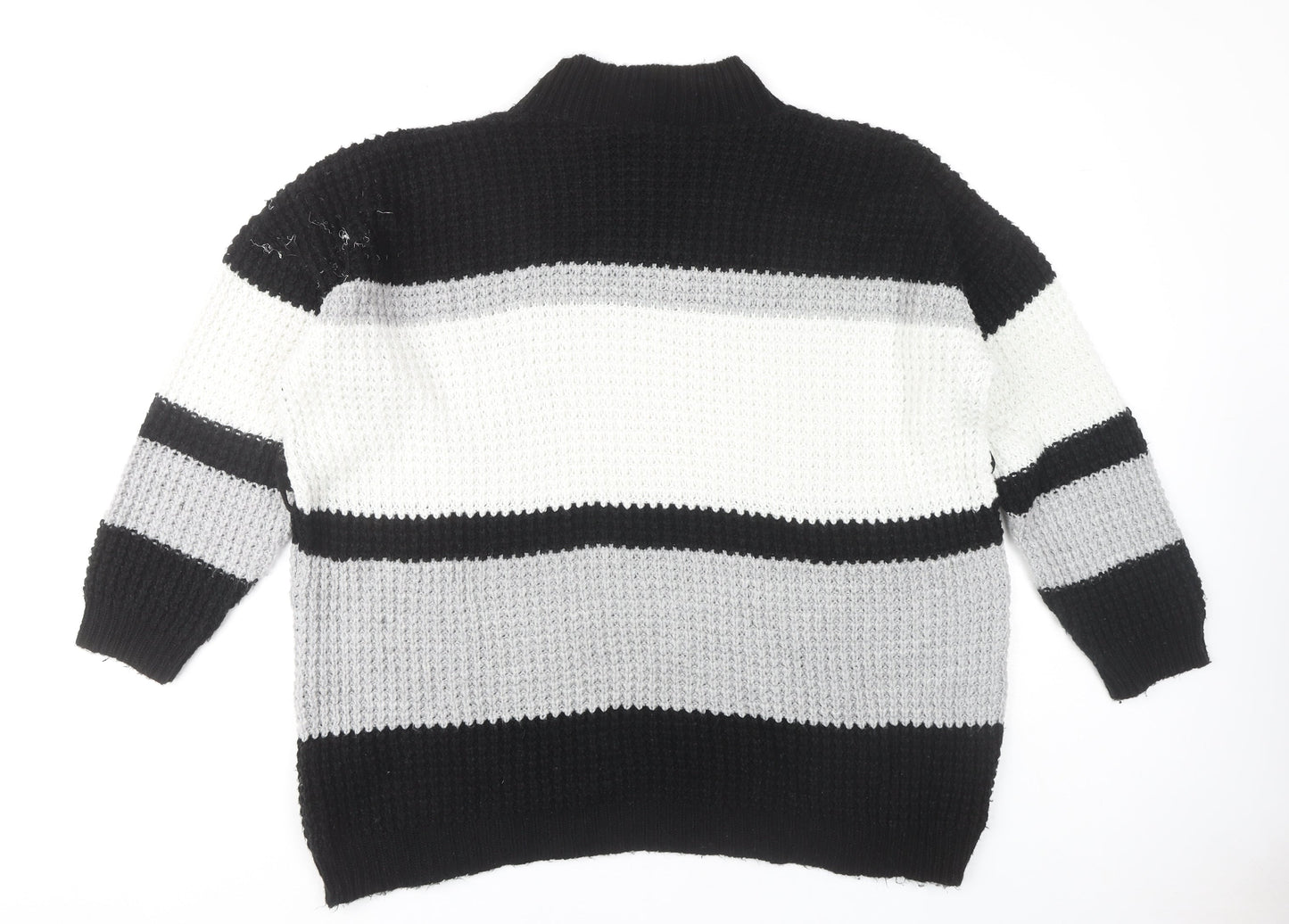 PrettyLittleThing Women's Black Striped Jumper M