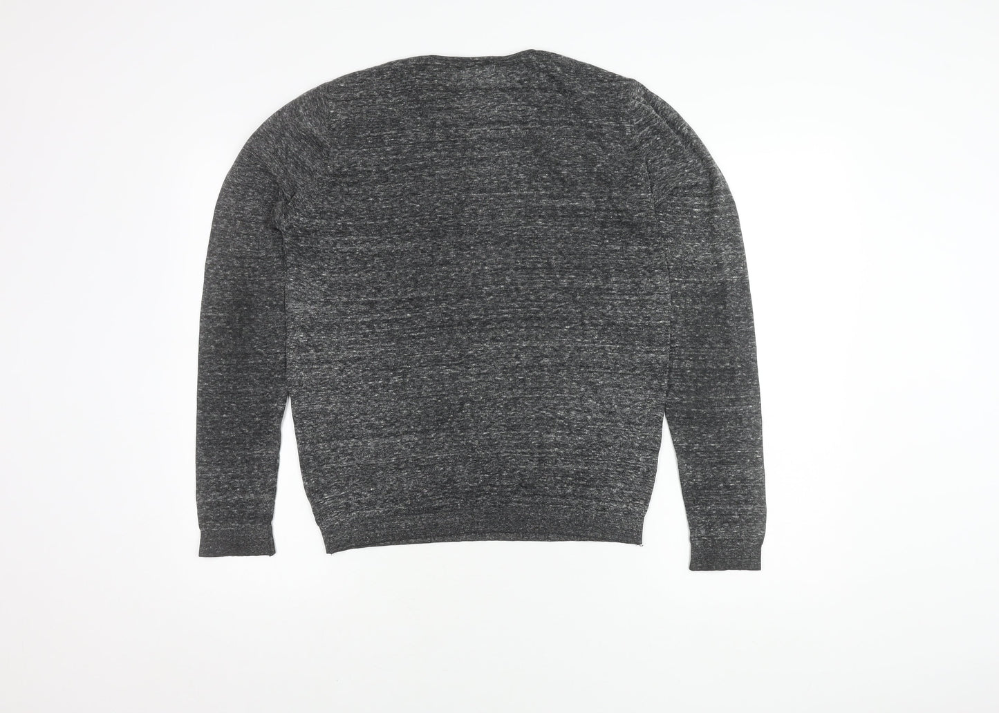 Topman Men's Grey Long Sleeve Crew Neck T-Shirt S