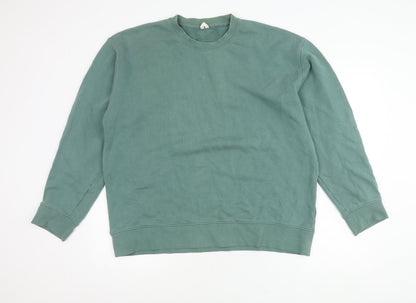 Green Womens Cotton Pullover Sweatshirt - Large