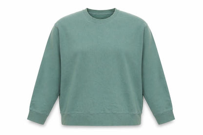 Green Womens Cotton Pullover Sweatshirt - Large