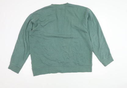 Green Womens Cotton Pullover Sweatshirt - Large