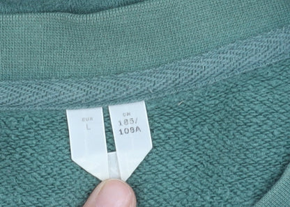 Green Womens Cotton Pullover Sweatshirt - Large