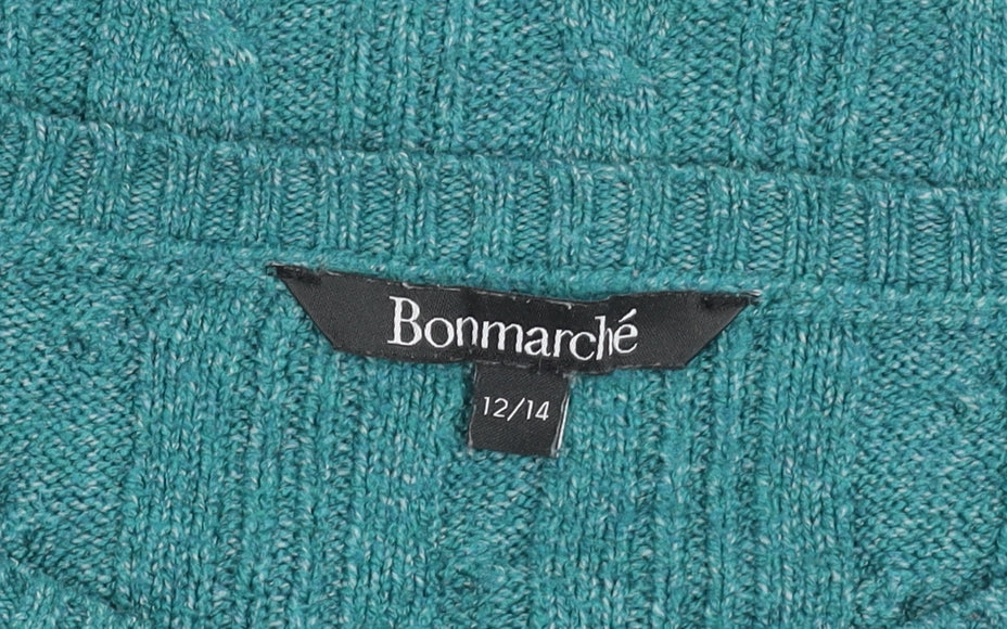 Bonmarché Women's Blue Cable-Knit Jumper, Size 12-14
