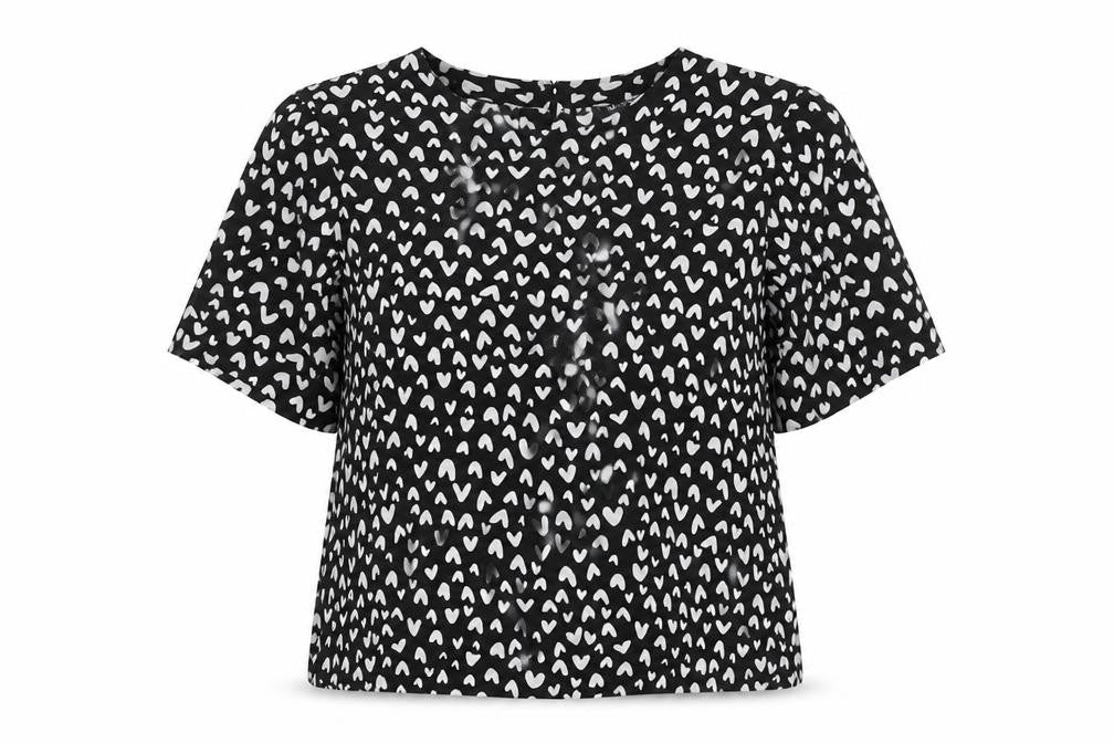Marks & Spencer Womens Black White-Hearts Print Print Top Size 14