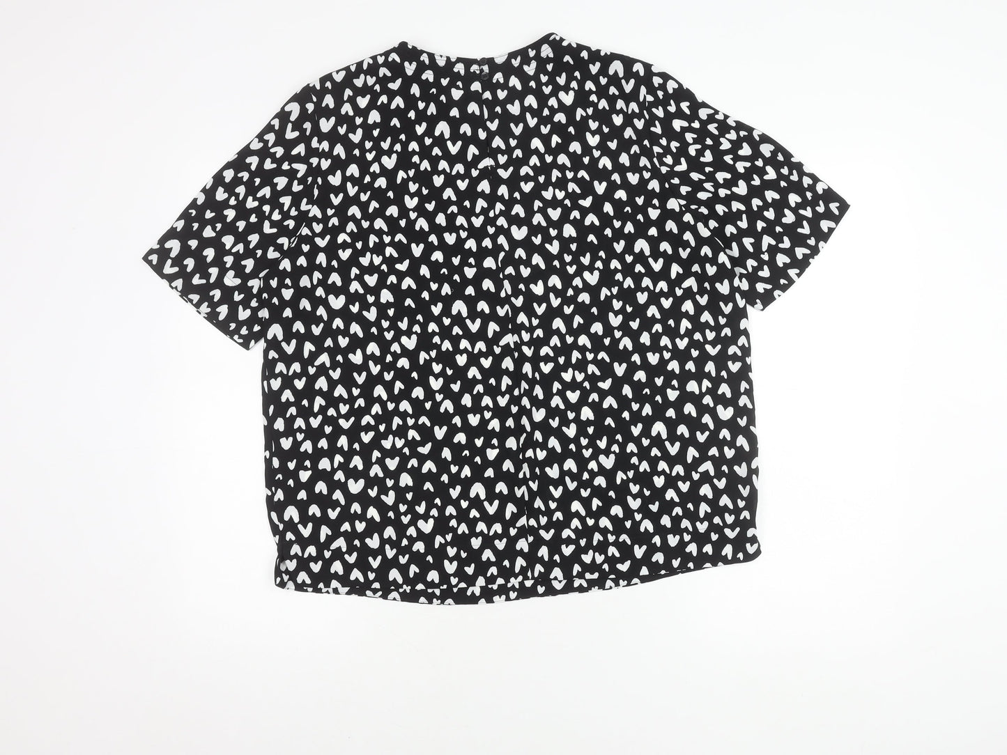 Marks and Spencer Womens Black White-Hearts Print Print Top Size 14