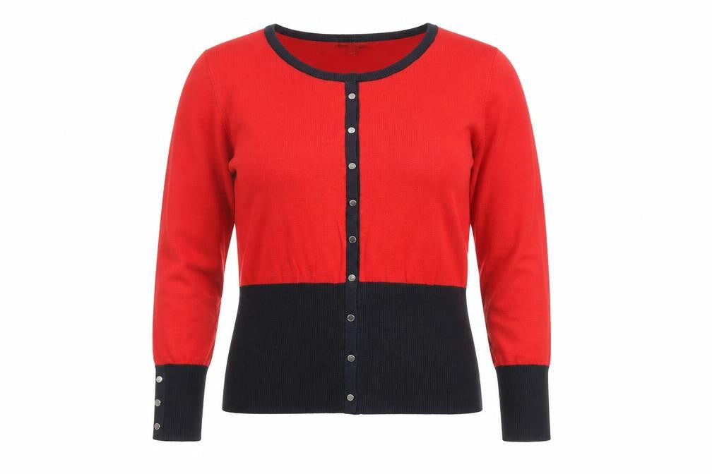 Marble Women's Red Cardigan - Size 12, Button Accent
