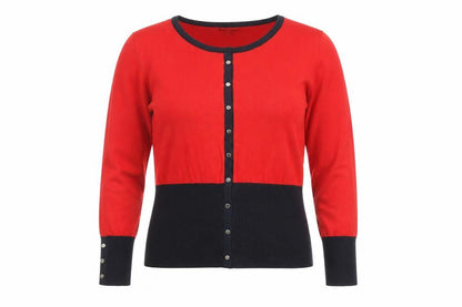 Marble Women's Red Cardigan - Size 12, Button Accent