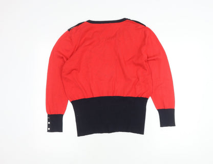 Marble Women's Red Cardigan - Size 12, Button Accent