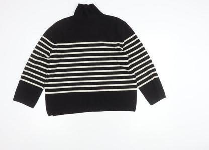 H&M Women's Striped Roll Neck Jumper Black XS