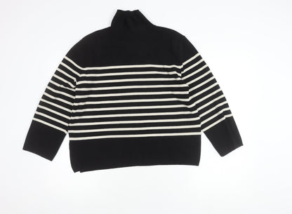 H&M Women's Striped Roll Neck Jumper Black XS