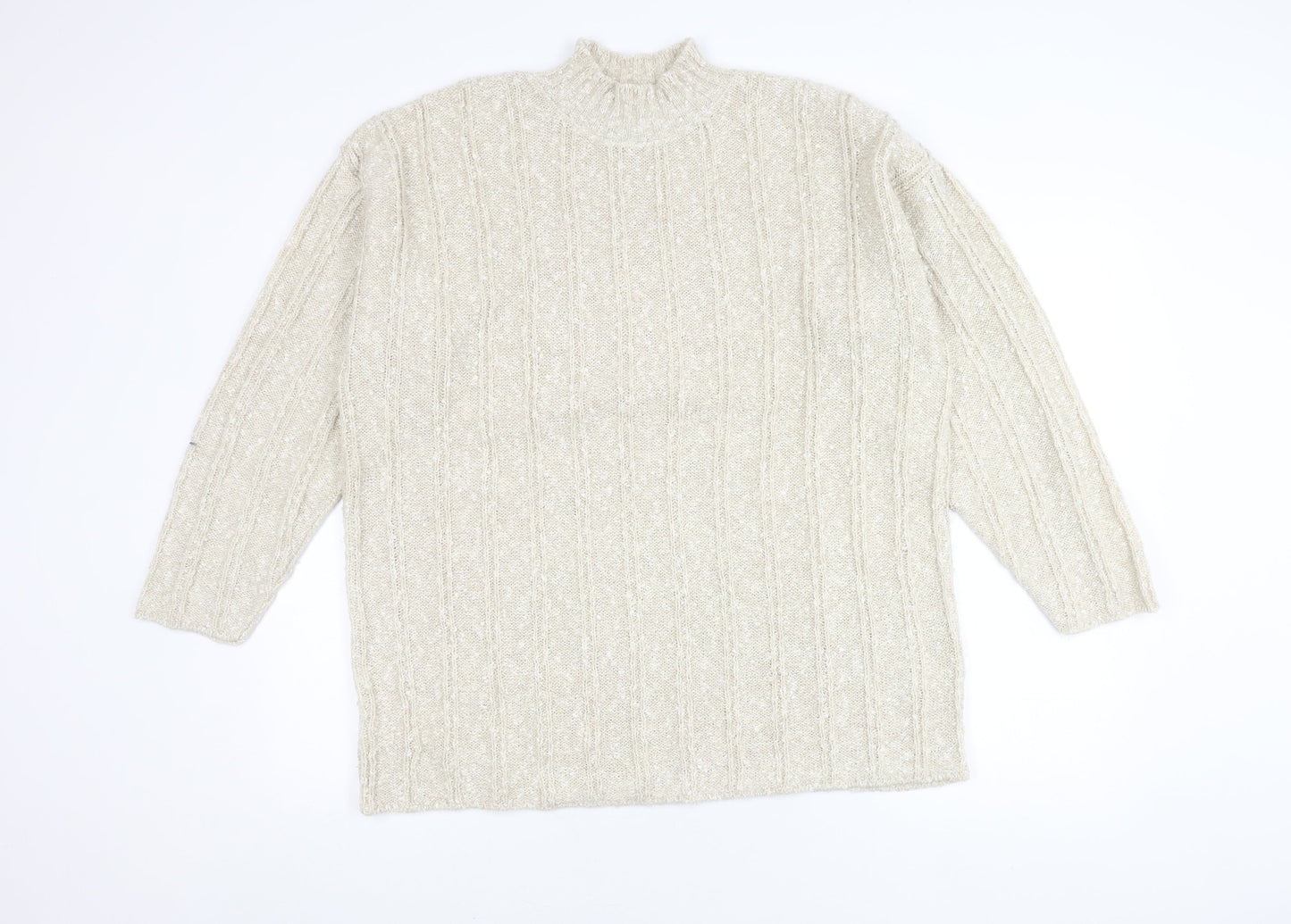 BHS Women's Ivory Mock Neck Cable-Knit Pullover Jumper 18-20