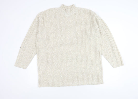 BHS Women's Ivory Mock Neck Cable-Knit Pullover Jumper 18-20