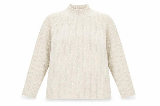 Front view of BHS Women's Ivory Mock Neck Cable-Knit jumper 18-20