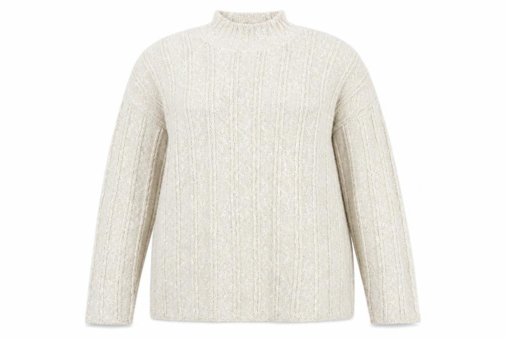 BHS Women's Ivory Cable-Knit High Neck Jumper 18-20