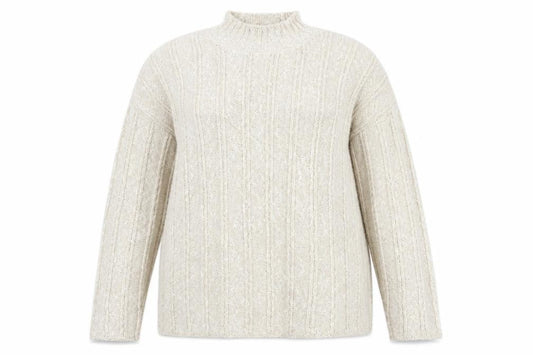 BHS Women's Ivory Cable-Knit High Neck Jumper 18-20
