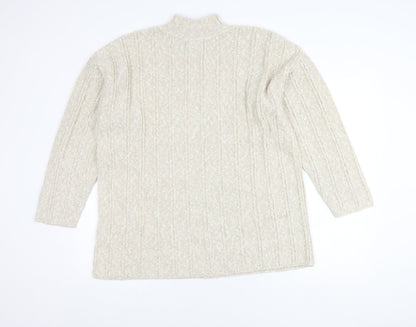 BHS Women's Ivory Cable-Knit High Neck Jumper 18-20