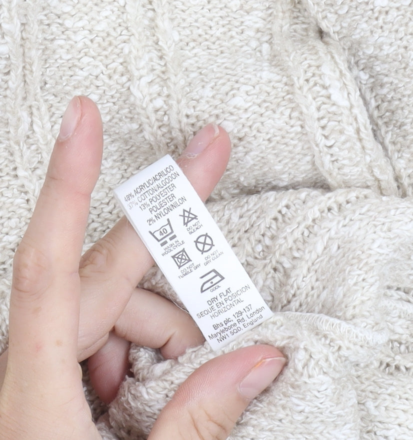 BHS Women's Ivory Cable-Knit High Neck Jumper 18-20