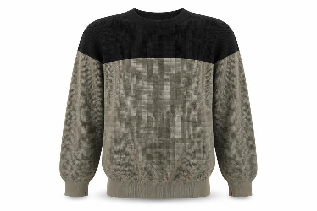 boohooMAN Men's Grey Waffle-Knit Jumper L