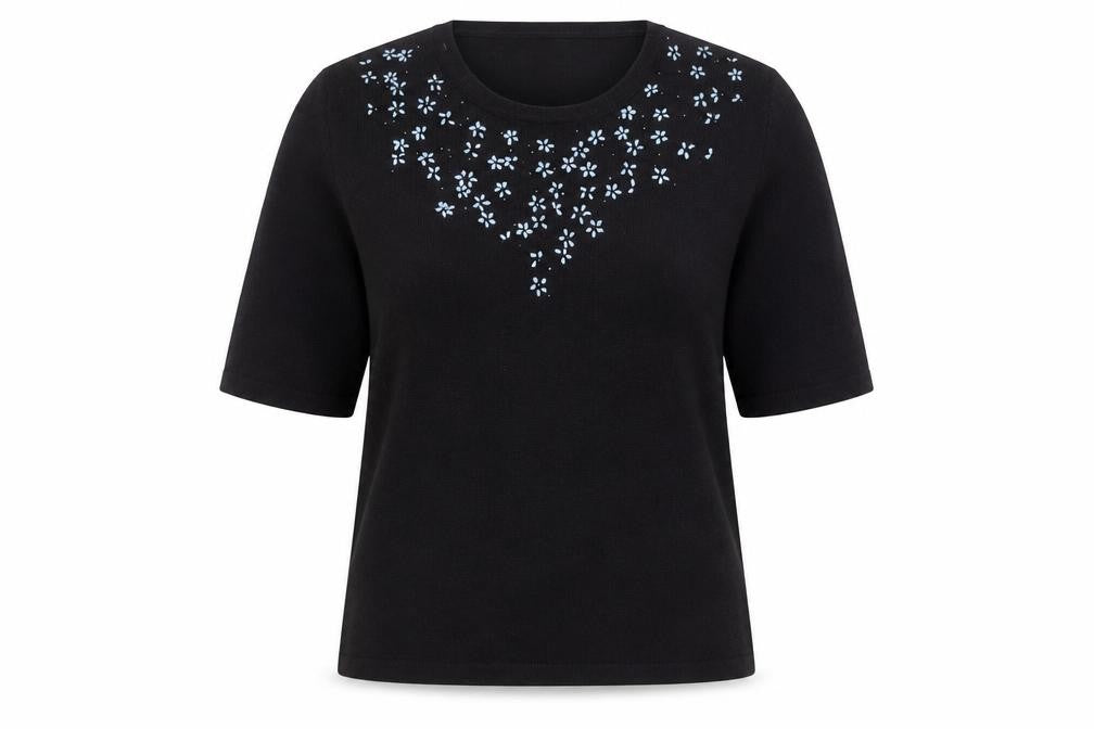 Marks & Spencer Women's Black Floral Knit Top Size 16