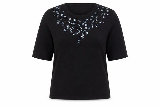 Marks and Spencer Women's Black Floral Knit Top Size 16