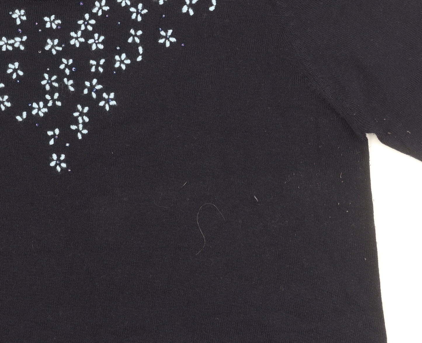 Marks and Spencer Women's Black Floral Knit Top Size 16